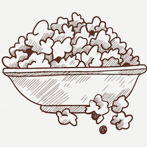dibujo de un bol de palomitas de maíz